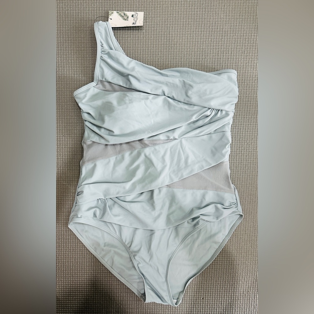 Runtlly One Piece Swimsuits One Shoulder Swimwear with See Through Mesh Style